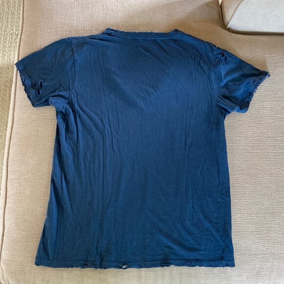 Alternative Brand - Blue Pink & White Distressed V Neck T Shirt with pocket - M - Picture 7 of 10